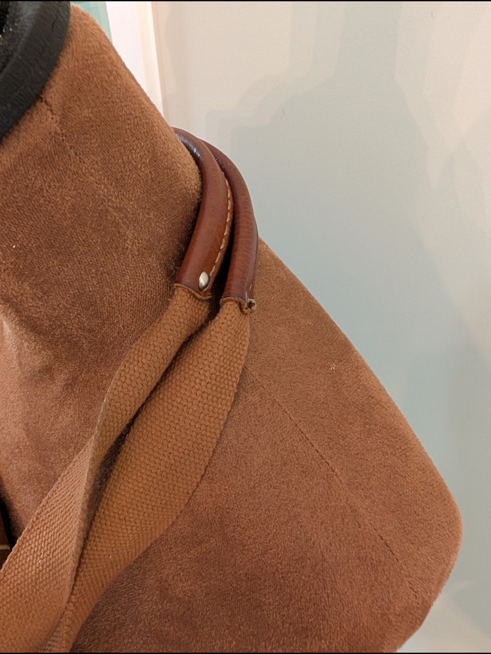 Fossil Brown Patterned Canvas Tote with Leather Trim - Picture 5 of 10